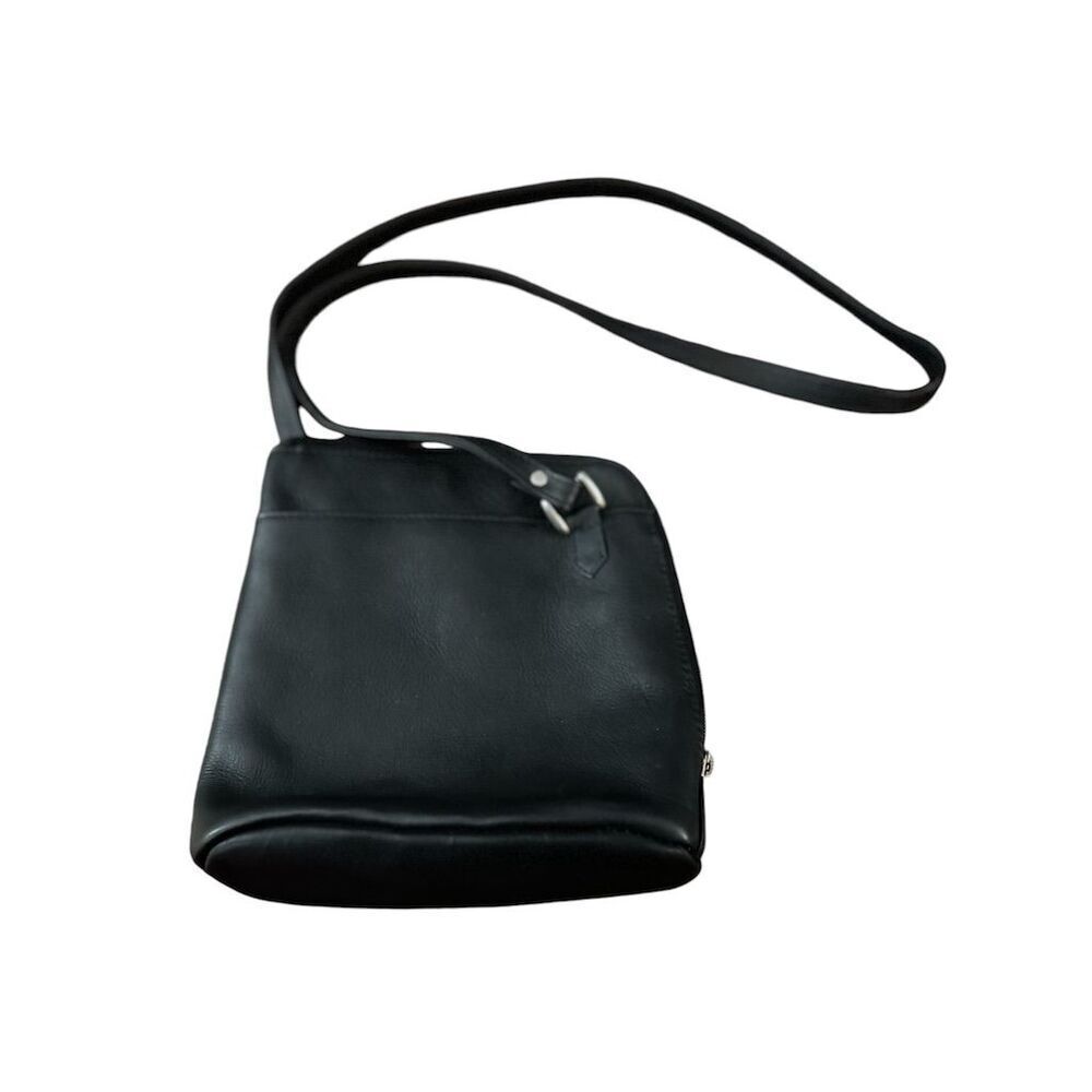 Le Donne Women's‎ Black Leather Shoulder Bag Adjustable Strap Casual